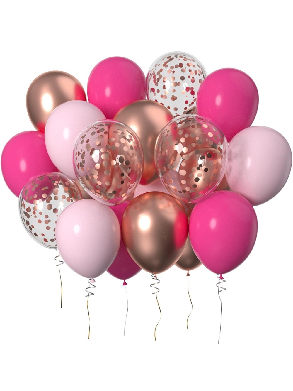 NIP 150 PCS 12 Inch Pink, Rose Gold, Confetti Latex Balloons (3 Packs)